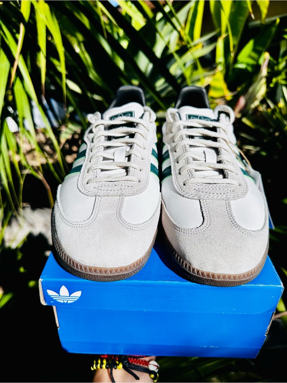 Adidas Originals Men’s White & Green Samba OG Sneakers